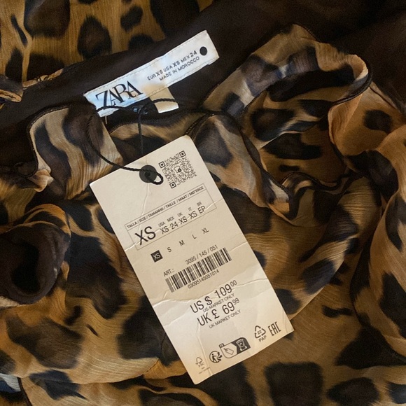 ZARA RUFFLED ANIMAL PRINT DRESS - Picture 16 of 16